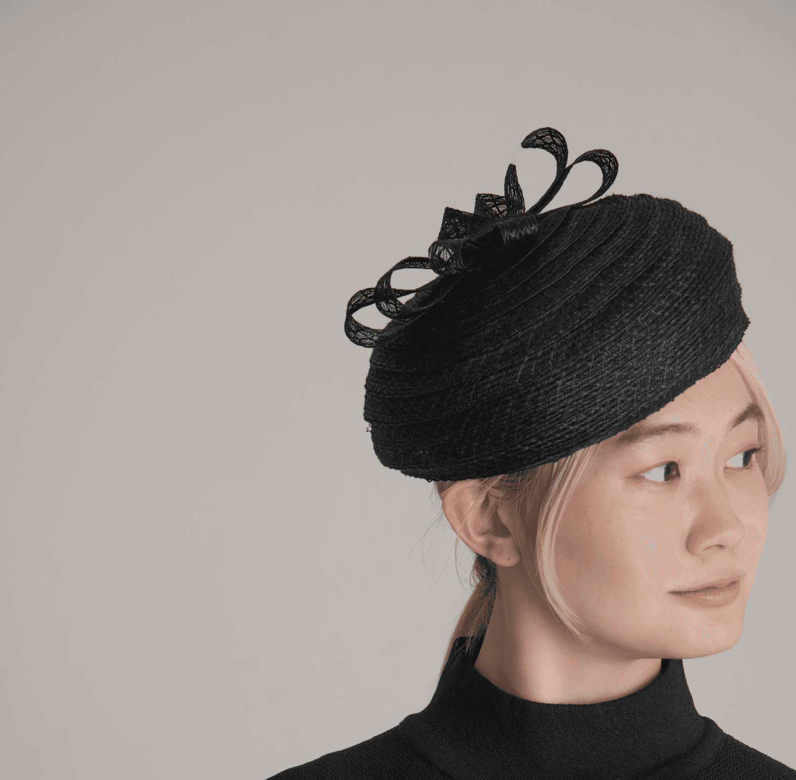 【1点もの】麻ブレードベレー帽黒（出会い003-HAT）出会いシリーズ